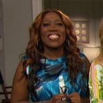 Sheryl’s blue brushstroke print top on The Talk