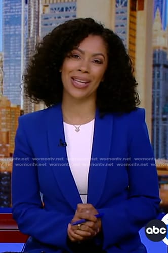 Shirleen’s blue shawl collar blazer on Good Morning America