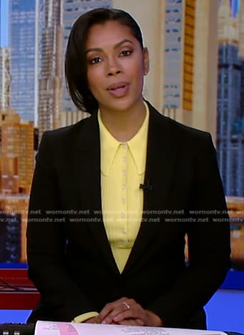 Shirleen Allicot's yellow ribbed polo top on Good Morning America