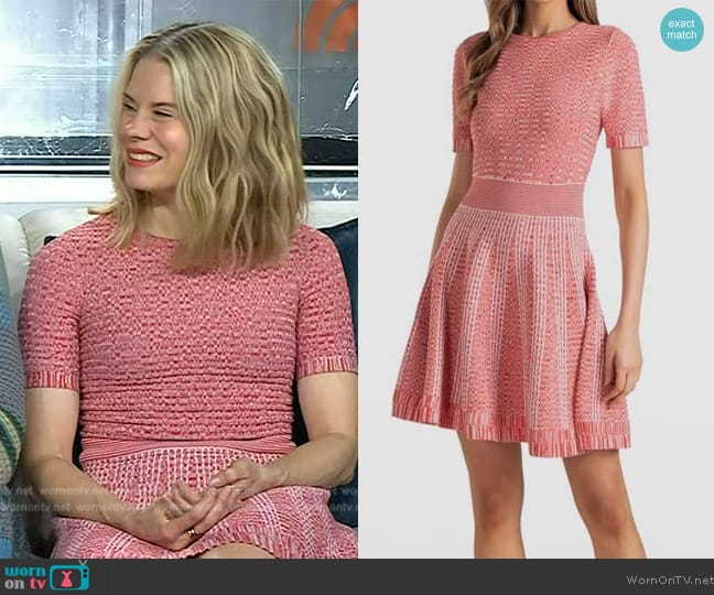 Shoshanna Pink Heath Knit Jacquard Mini Dress worn by Celia Keenan on Today