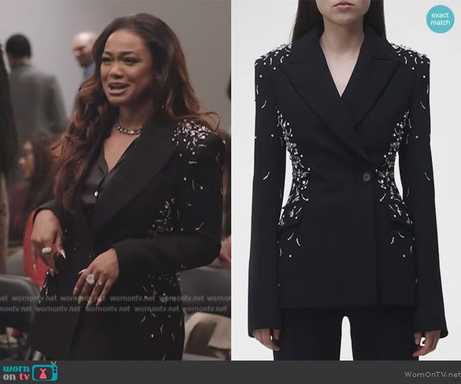 Simkhai Getty crystal-embellished blazer worn by Tatyana Ali  on Abbott Elementary