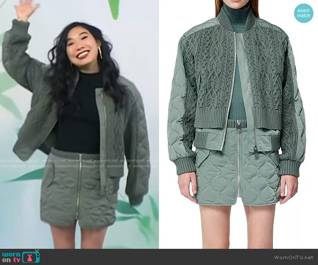 Simkhai Rollins Mixed Media Jacket and Mini Skirt worn by Awkwafina on Today