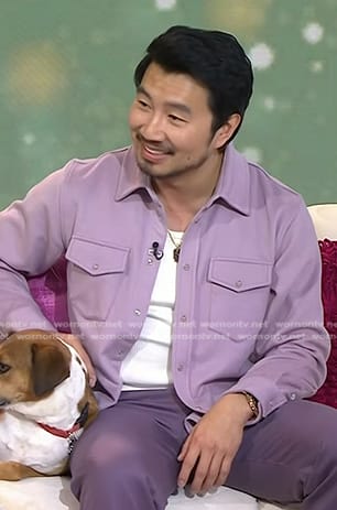 Simu Liu's lilac button down shirt on Today