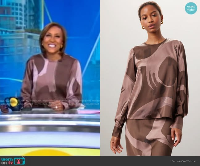 Slate & Willow Balloon Sleeve Top worn by Robin Roberts on Good Morning America