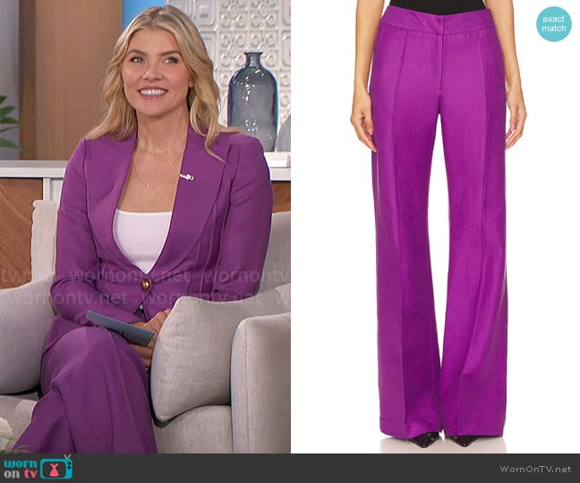 Smythe Wide Leg Pintuck Trouser in Violet worn by Amanda Kloots on The Talk