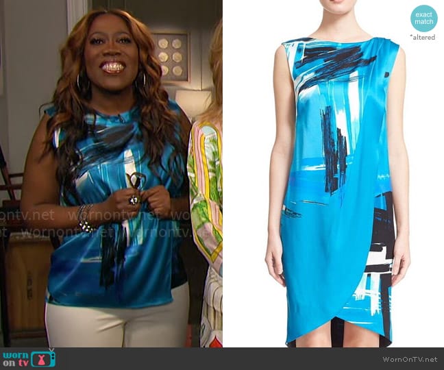 St John Collection Brushstroke Silk Dress worn by Sheryl Underwood on The Talk