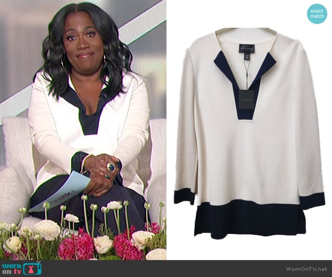 St John Collection Contrast Trim Sweater worn by Sheryl Underwood on The Talk