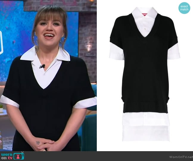 Bridget layered shirtdress by Staud worn by Kelly Clarkson on The Kelly Clarkson Show