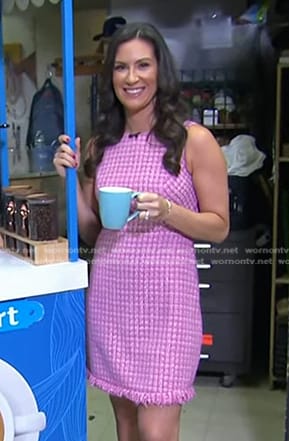 Stephanie Mansour’s pink tweed sleeveless dress on Today