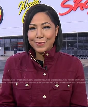 Stephanie’s red utility jacket on Good Morning America