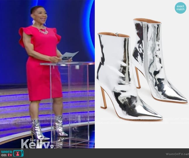 Steve Madden Dilara Silver Boots worn by Deja Vu on Live with Kelly and Mark