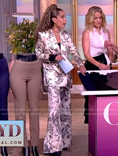 Sunny's white floral print suit on The View