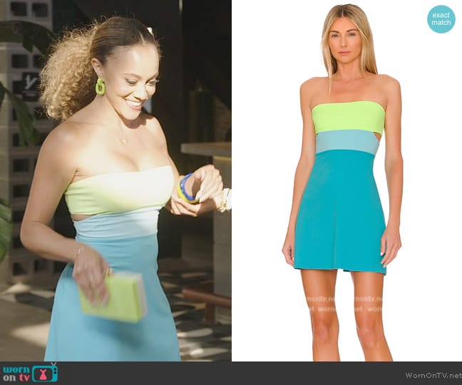 Susana Monaco Colorblocked Strapless Dress worn by Ashley Darby on The Real Housewives of Potomac