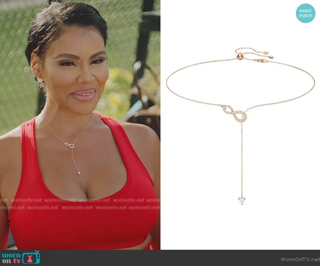 Swarovski Crystal Infinity Y Necklace worn by Mia Thornton on The Real Housewives of Potomac