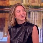 Sydney Sweeney’s black leather corset dress on The View