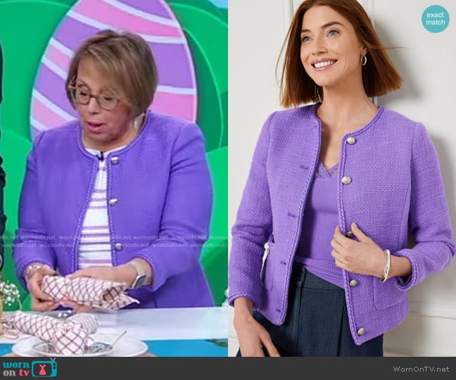 Talbots Amherst Tweed Collarless Jacket worn by Barbara Costello on Good Morning America