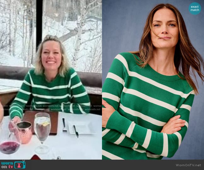 Talbots Button Detail Crewneck Sweater in Mariner Stripe worn by Dylan Dreyer on Today