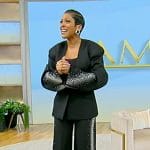 Tamron’s black rhinestone embellished blazer and pants on Tamron Hall Show