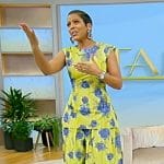 Tamron’s yellow floral print top and skirt on Tamron Hall Show