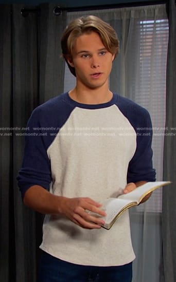 Tate’s blue colorblock baseball tee on Days of our Lives