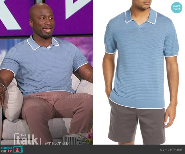 WornOnTV: Akbar’s blue knit polo top on The Talk | Akbar Gbajabiamila ...