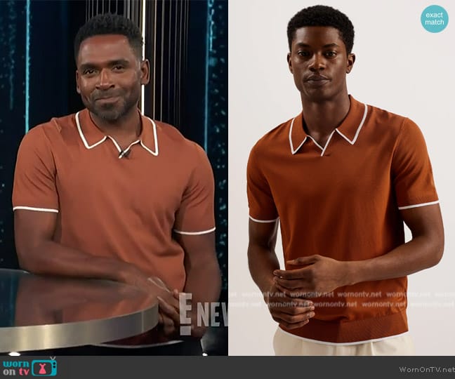 Ted Baker Stortfo Rayon Open Neck Polo worn by Justin Sylvester on E! News