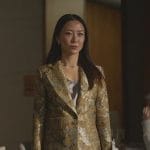 Teddy’s floral print jacquard blazer and pants on Death and Other Details