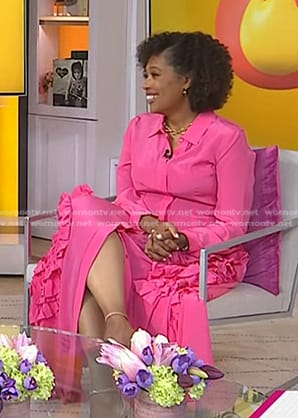 Tembi Locke’s pink ruffle shirtdress on Today