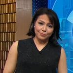 Stephanie’s black speckled knit vest on Good Morning America