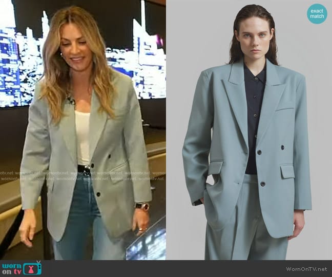 The Frankie Shop Spencer Blazer in Dusty Blue worn by Erin Andrews on Today