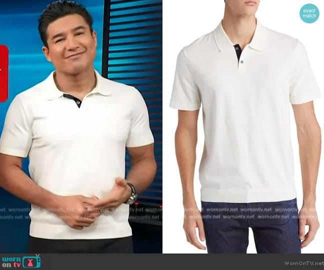 Theory Goris Solid Polo worn by Mario Lopez on Access Hollywood