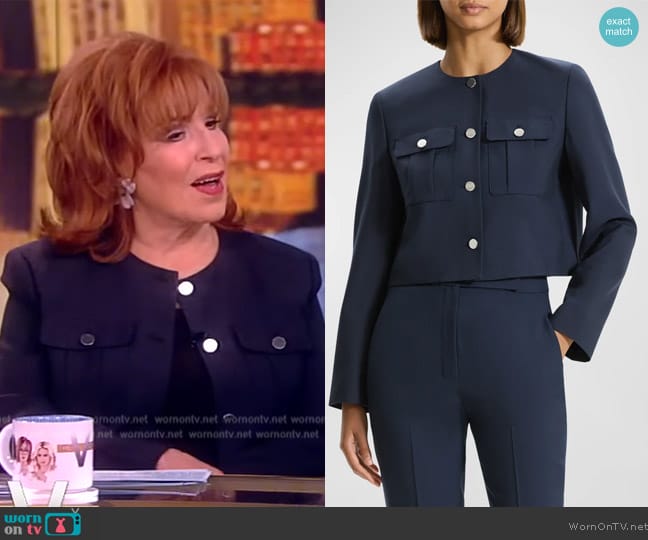 Theory Wool-Blend Collarless Jacket worn by Joy Behar on The View