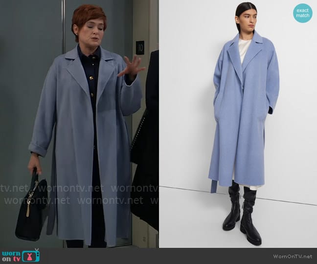 Theory Wrap Coat in Double-Face Wool-Cashmere worn by Diane Miller (Carolyn Hennesy) on General Hospital