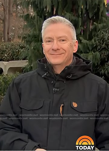 Tom Costello's black hooded jacket on Today