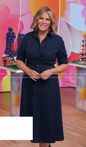 Tory Johnson's navy belted shirtdress on Good Morning America