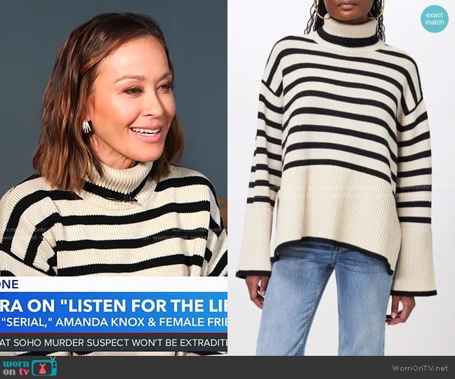 Toteme Roll-neck Striped Wool-blend Sweater worn by Eva Pilgrim on Good Morning America