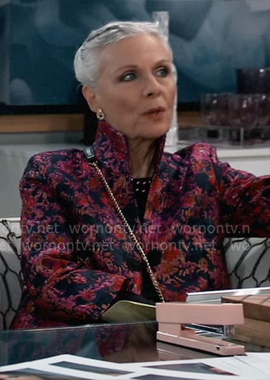 Tracy's floral jacquard jacket on General Hospital