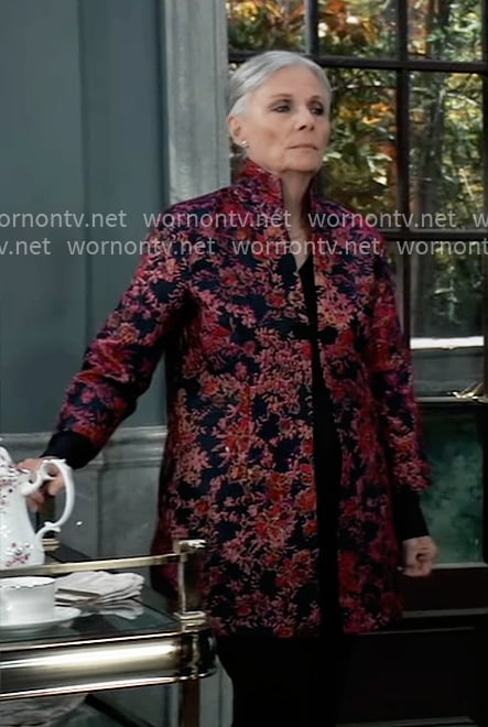 Tracy's floral jacquard jacket on General Hospital
