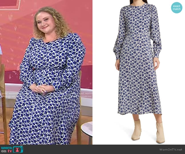 Treasure & Bond Tie Back Midi Dress in Ivory- Navy P Celia Floral worn by Danielle Macdonald on Today