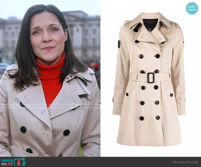 Trench London Notched-Collar Double-Breasted Trench Coat worn by Maggie Rulli on Good Morning America