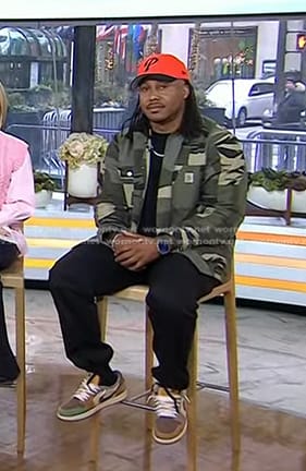 Trent Shelton's camo jacket and sneakers on Today