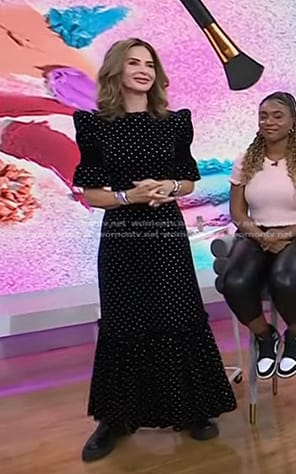 Trinny Woodall's black embellished velvet maxi dress on Today