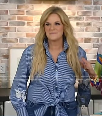 Trisha Yearwood’s blue striped tie front shirt on Good Morning America