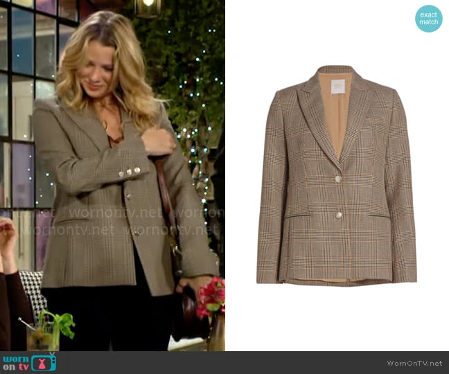 TWP Husband Plaid Wool Blazer worn by Summer Newman (Allison Lanier) on The Young and the Restless