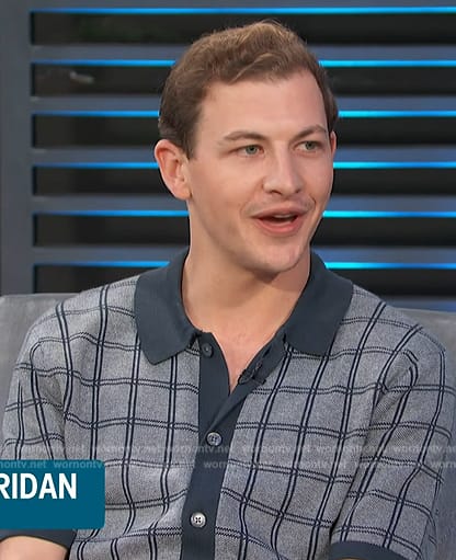 Tye Sheridan's blue check shirt on Access Hollywood