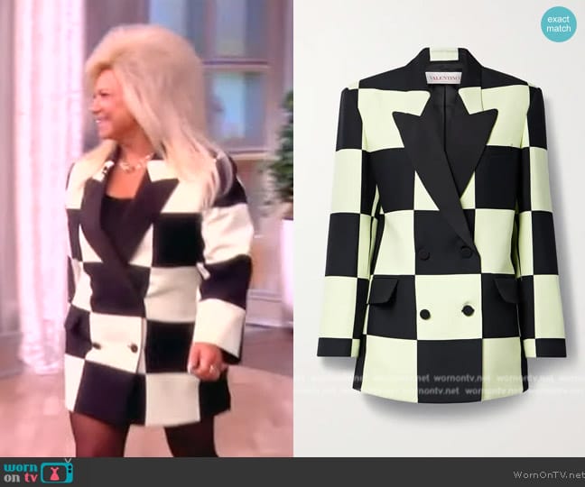 Valentino Double-breasted checked wool-blend blazer worn by Theresa Caputo on The View