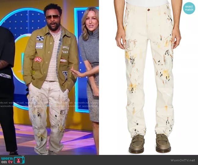 Vayder Raphael Splatter Denim Straight-Leg Carpenter Pants worn by Shaggy on Good Morning America