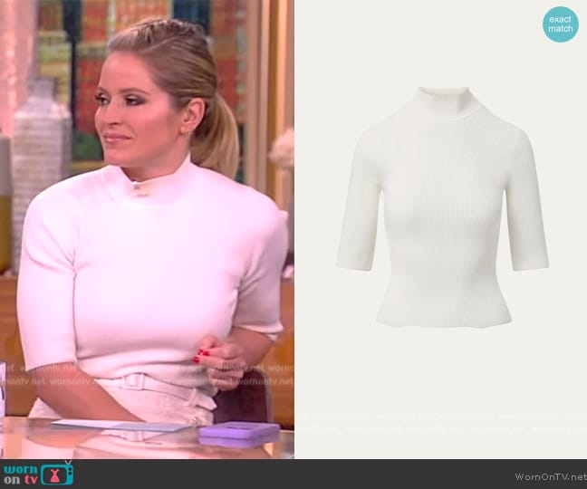 Veronica Beard Pernia Rib-Knit Turtleneck Pullover Top worn by Sara Haines on The View