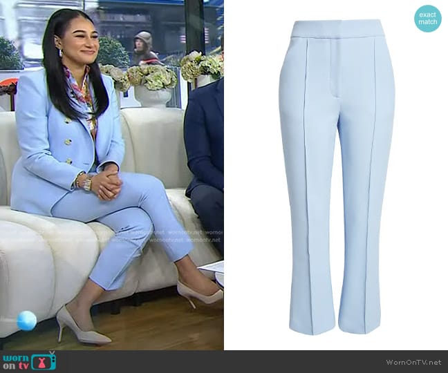 Veronica Beard Tani Pintuck Pleat Ankle Pants in Ice Blue worn by Morgan Radford on Today