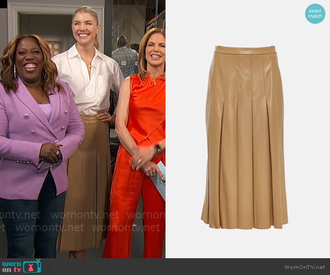 Veronica Beard Herson Faux Leather Skirt worn by Amanda Kloots on The Talk